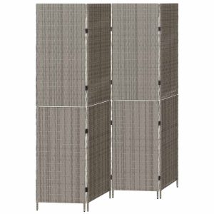 Parawan Pokojowy Składany Parawan Dekoracyjny Polirattan Szary 195 x 180 cm 808566 Parawan Pokojowy Składany Parawan Dekoracyjny Polirattan Szary 195 x 180 cm 808566