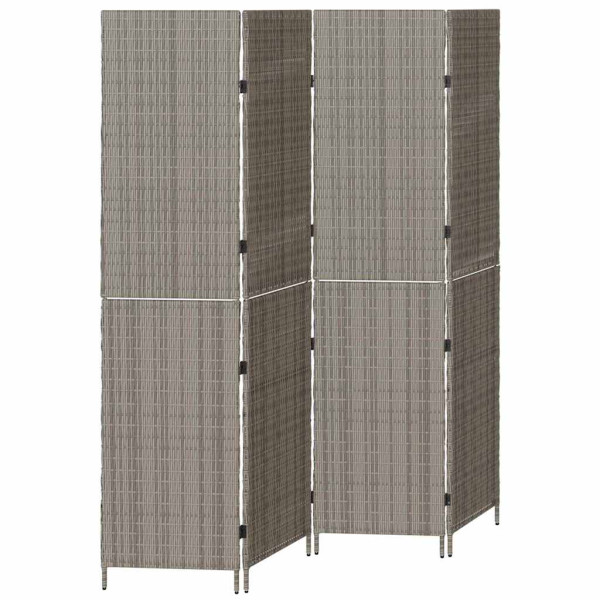 Parawan Pokojowy Składany Parawan Dekoracyjny Polirattan Szary 195 x 180 cm 808566
