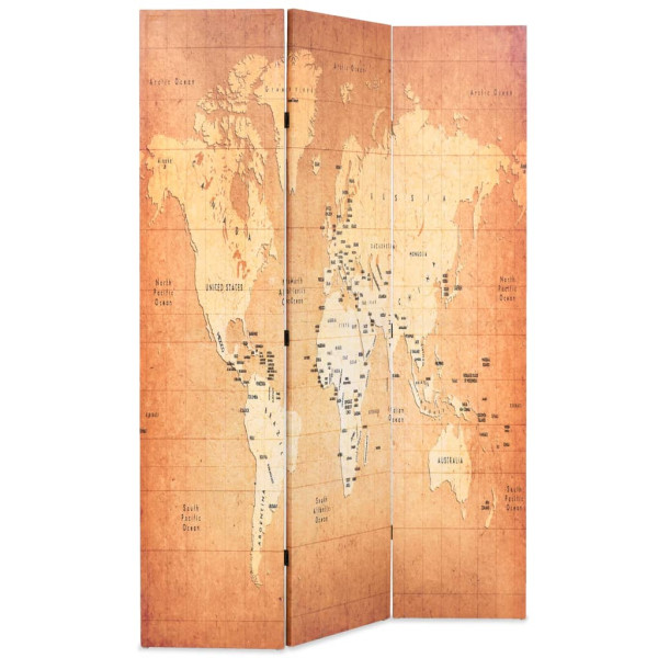 Parawan Składany Dekoracyjny Parawan Panelowy Mapa Świata 120x170 cm 808419