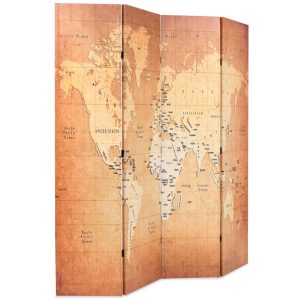 Parawan Składany Dekoracyjny Parawan Panelowy Mapa Świata 160×170 cm 808555 Parawan Składany Dekoracyjny Parawan Panelowy Mapa Świata 160×170 cm 808555