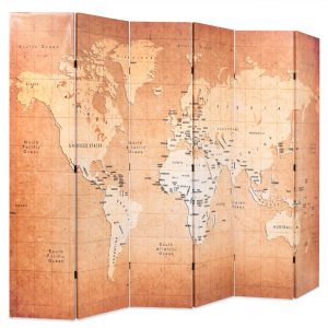 Parawan Składany Dekoracyjny Parawan Panelowy Mapa Świata 228×170 cm 808328 Parawan Składany Dekoracyjny Parawan Panelowy Mapa Świata 228×170 cm 808328