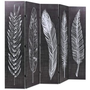 Parawan Składany Dekoracyjny Parawan Panelowy Motyw Piór 200 x 170 cm 808523 Parawan Składany Dekoracyjny Parawan Panelowy Motyw Piór 200 x 170 cm 808523