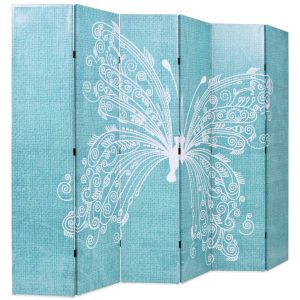 Parawan Składany Dekoracyjny Parawan Panelowy Niebieski Motyl 228 x 170 cm 808403 Parawan Składany Dekoracyjny Parawan Panelowy Niebieski Motyl 228 x 170 cm 808403