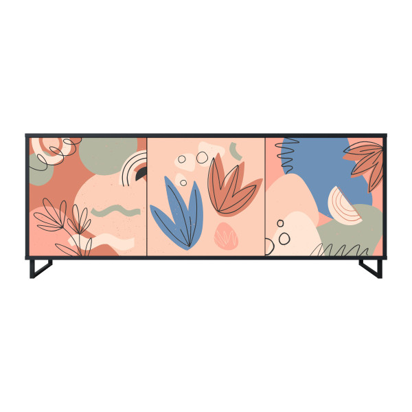 PASTEL DESTINY Komoda 3 drzwi Czarna-Metalowa ramka czarna 442603