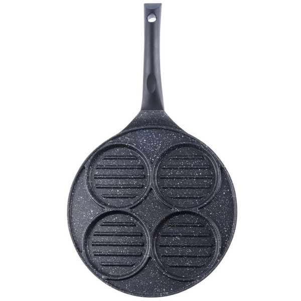 Patelnia do burgerów i jajek granitowa grillowa 4 otwory GRANDE 26,5 cm 326690