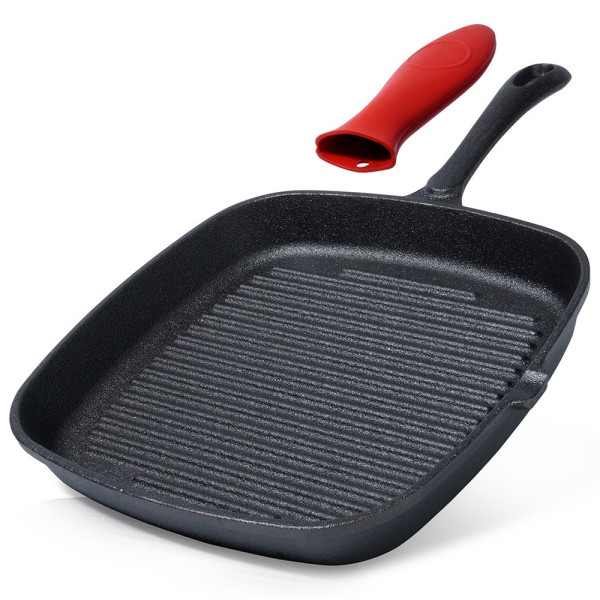 Patelnia do grillowania żeliwna kwadratowa z silikonową nakładką 24,5x24 777204