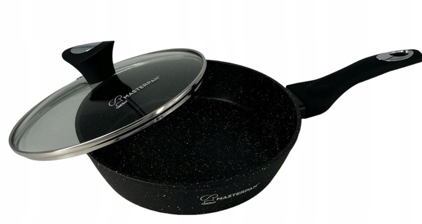 Patelnia Do Smażenia Granitowa 18 Cm Z Pokrywką Na Indukcję Gaz 551492