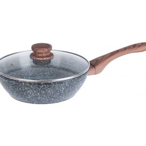 Patelnia granitowa głęboka wok 24cm indukcja gaz KINGHOFF granit wood 693643 Patelnia granitowa głęboka wok 24cm indukcja gaz KINGHOFF granit wood 693643