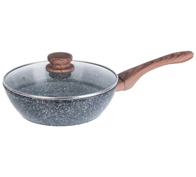 Patelnia granitowa głęboka wok 24cm indukcja gaz KINGHOFF granit wood 693643