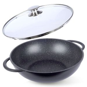 Patelnia wok z pokrywką granitowa GRANDE 32 cm 159623 Patelnia wok z pokrywką granitowa GRANDE 32 cm 159623