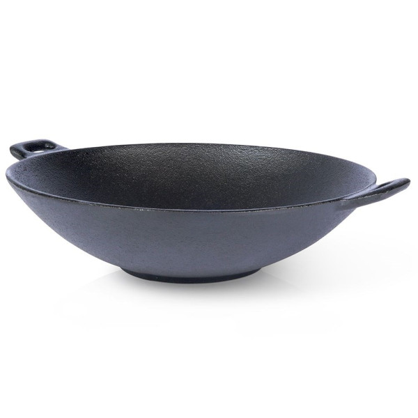 Patelnia żeliwna wok talerz żeliwny z dwoma uchwytami 30 cm 159642