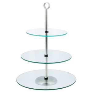 Patera do ciasta tortu ciast ciasteczek 3-poziomowa okrągła szkło KINGHOFF 653005