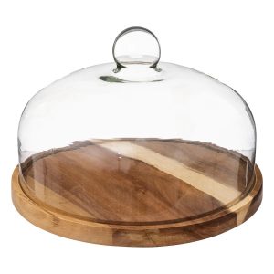 Patera do serwowania z drewna akacji i szkła 30 cm 797457 Patera do serwowania z drewna akacji i szkła 30 cm 797457