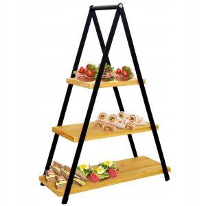 Patera Drewniana 3 Piętrowa na Przekąski Piramida Drewniana Metalowa 384494 Patera Drewniana 3 Piętrowa na Przekąski Piramida Drewniana Metalowa 384494