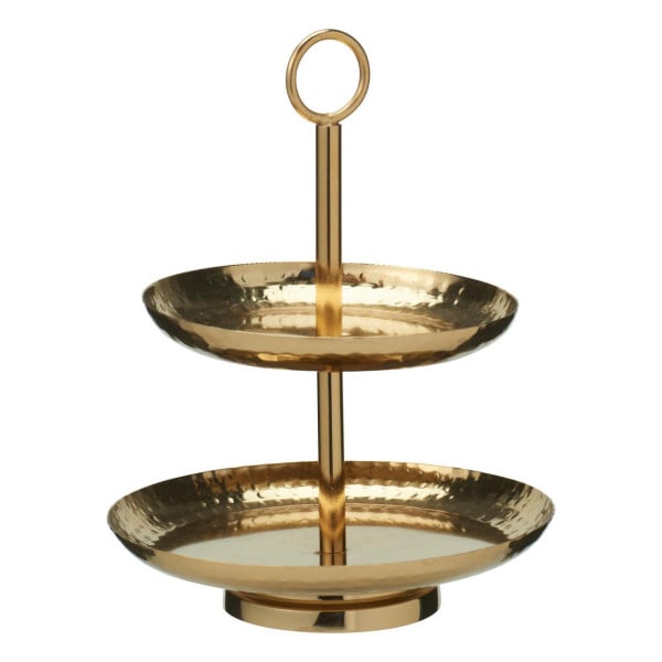 Patera dwupoziomowa złota 20 cm metalowa dekoracyjna 991063