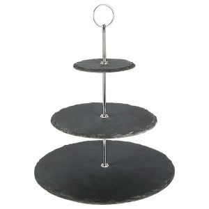 Patera kamienna czarna 3-piętrowa na ciastka ciasto 30 cm 178058 Patera kamienna czarna 3-piętrowa na ciastka ciasto 30 cm 178058