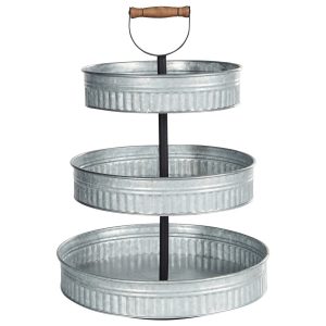 Patera na ciasto 3-piętrowa metalowa srebrna 624873 Patera na ciasto 3-piętrowa metalowa srebrna 624873