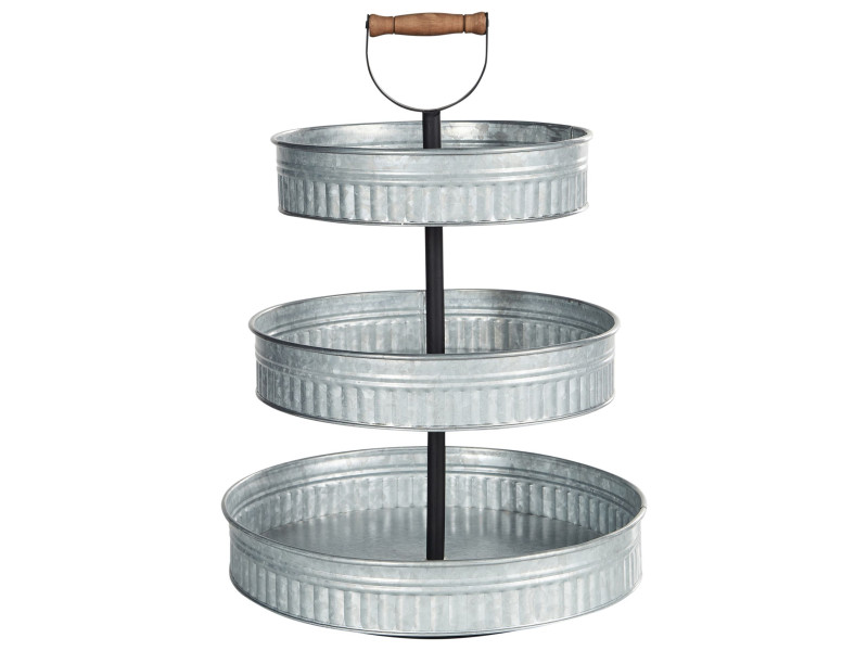 Patera na ciasto 3-piętrowa metalowa srebrna 624873