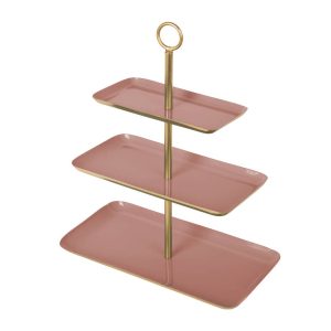 Patera na ciasto 3-poziomowa, pudrowy róż, 36 x 16 cm 269630 Patera na ciasto 3-poziomowa, pudrowy róż, 36 x 16 cm 269630