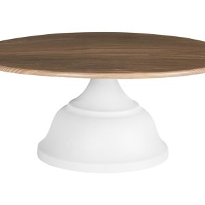 Patera na ciasto biała z jasnym drewnem 624871 Patera na ciasto biała z jasnym drewnem 624871