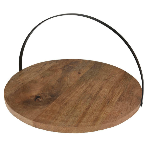 Patera na ciasto lub owoce z drewna mango 38cm z rączką 384488