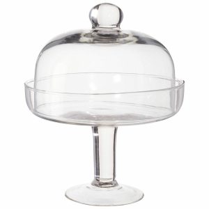 Patera na nodze z kloszem na słodycze 24 cm szklana 991062 Patera na nodze z kloszem na słodycze 24 cm szklana 991062