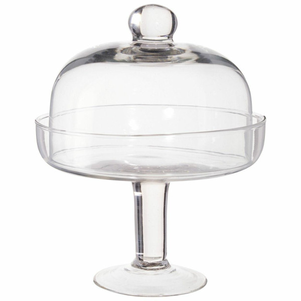 Patera na nodze z kloszem na słodycze 24 cm szklana 991062