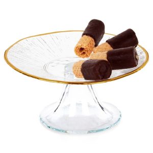 Patera na tort szklana na nóżce złota 15,5 cm 797293 Patera na tort szklana na nóżce złota 15,5 cm 797293