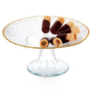 Patera na tort szklana na nóżce złota 21 cm 797291 Patera na tort szklana na nóżce złota 21 cm 797291