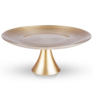 Patera na tort szklana złota na nóżce 28 cm 797281 Patera na tort szklana złota na nóżce 28 cm 797281
