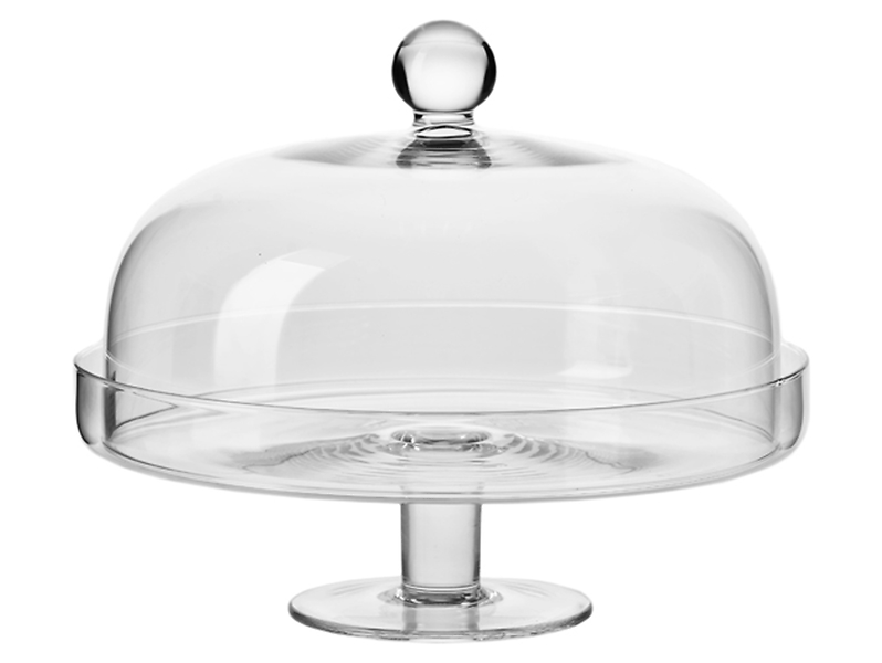 Patera z kloszem Krosno szklana 28 cm transparentna 12982