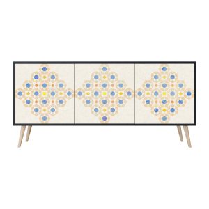 PATTERNED PRISM Komoda 3 drzwi Czarna-Bukowa skośna 442055 PATTERNED PRISM Komoda 3 drzwi Czarna-Bukowa skośna 442055