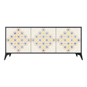PATTERNED PRISM Komoda 3 drzwi Czarna-Metalowa gwiazdka czarna 441911 PATTERNED PRISM Komoda 3 drzwi Czarna-Metalowa gwiazdka czarna 441911
