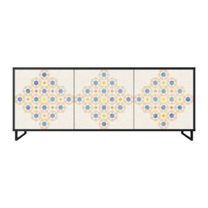 PATTERNED PRISM Komoda 3 drzwi Czarna-Metalowa ramka czarna 442145 PATTERNED PRISM Komoda 3 drzwi Czarna-Metalowa ramka czarna 442145