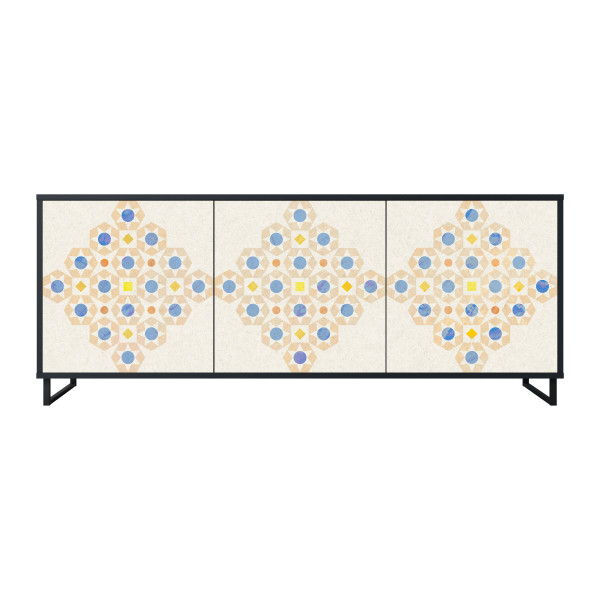 PATTERNED PRISM Komoda 3 drzwi Czarna-Metalowa ramka czarna 442145