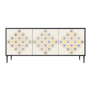 PATTERNED PRISM Komoda 3 drzwi Czarna-Metalowa szpilka czarna 442475 PATTERNED PRISM Komoda 3 drzwi Czarna-Metalowa szpilka czarna 442475