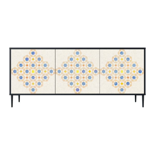PATTERNED PRISM Komoda 3 drzwi Czarna-Metalowa szpilka czarna 442475