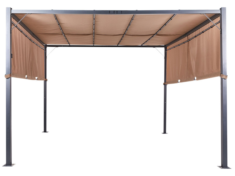 Pawilon ogrodowy altana 310 x 310 cm LED brązowy 298057