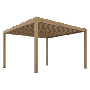 Pergola ogrodowa elektryczna Luxe 4x4x2.5m aluminiowa w kolorze drewna 1037248