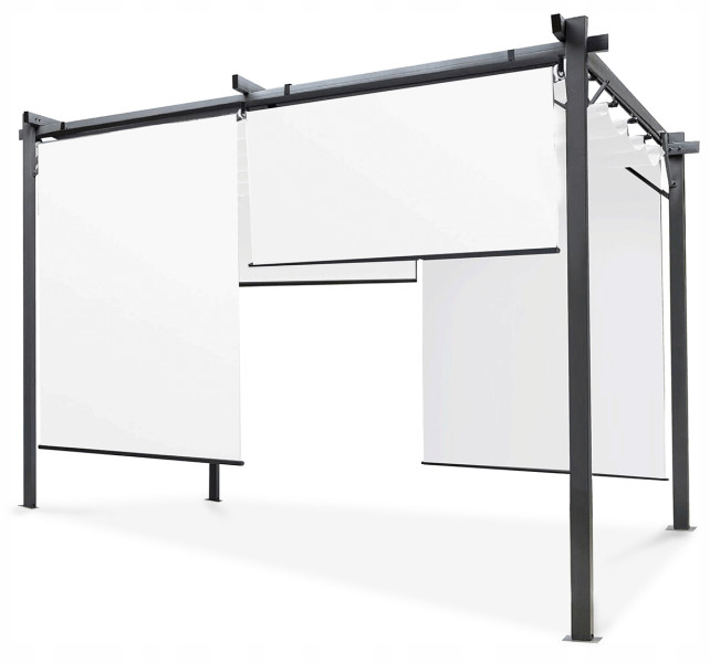 Pergola Tarasowa Hardmaister Ogrodowa Sprint Plus 3x4 Antracyt Białe Rolety 914901