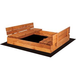 Piaskownica zamykana z ławkami 150x150cm drewno impregnowane z agrowłókniną 1084191 Piaskownica zamykana z ławkami 150x150cm drewno impregnowane z agrowłókniną 1084191