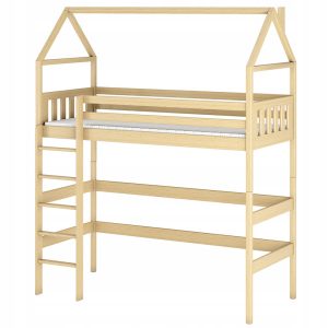 Piętrowe łóżko antresola ze stelażem flex GLORIA 90×200 sosna domek 861233 Piętrowe łóżko antresola ze stelażem flex GLORIA 90×200 sosna domek 861233