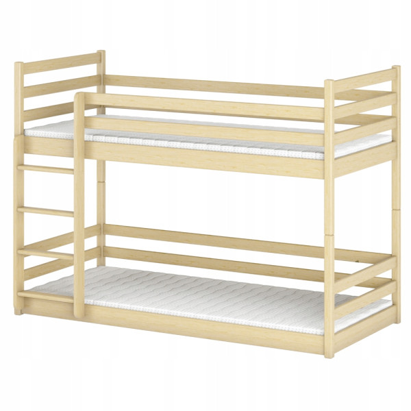 Piętrowe łóżko montessori dla rodzeństwa MINI 90x180 sosnowe ze stelażem 873394