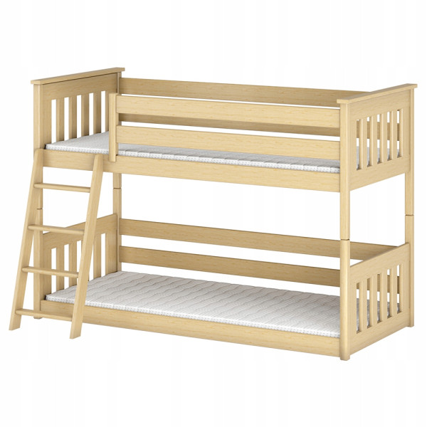 Piętrowe łóżko podłogowe z barierkami KEVIN 80x190 sosnowe od producenta 871528