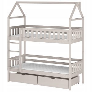 Piętrowe łóżko z szufladami i stelażem flex GAJA 90×190 kaszmir domek 864664 Piętrowe łóżko z szufladami i stelażem flex GAJA 90×190 kaszmir domek 864664