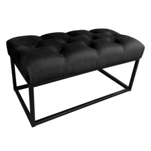 Pikowana ławka Chesterfield loft / czarna / MG19 355016