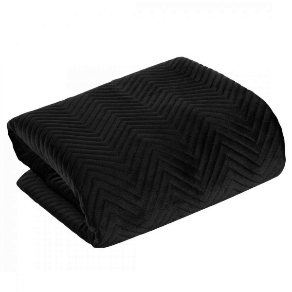 Pikowana narzuta SOFIA 170x210 cm CZARNA pled koc 687291