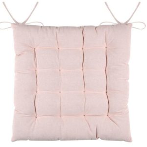 Pikowana poduszka na krzesło DUO 38×38 cm pudrowy róż z wiązaniami 1004127 Pikowana poduszka na krzesło DUO 38×38 cm pudrowy róż z wiązaniami 1004127