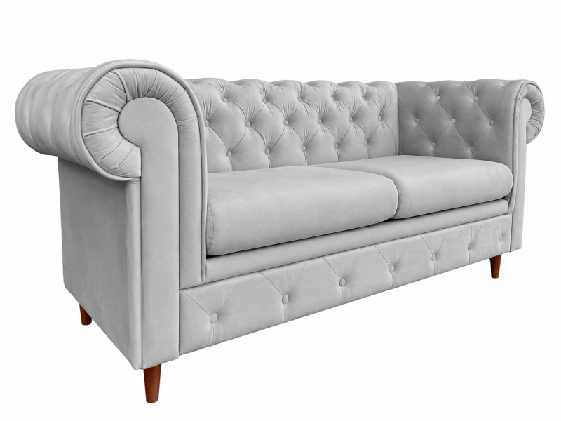 Pikowana sofa 2 osobowa Chesterfield Prima Amor Velvet 18 szara 238878