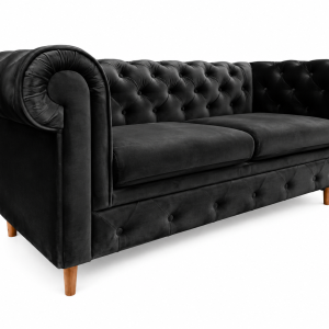 Pikowana sofa 2 osobowa Chesterfield Prima czarna velvet olcha 212 cm 237423 Pikowana sofa 2 osobowa Chesterfield Prima czarna velvet olcha 212 cm 237423